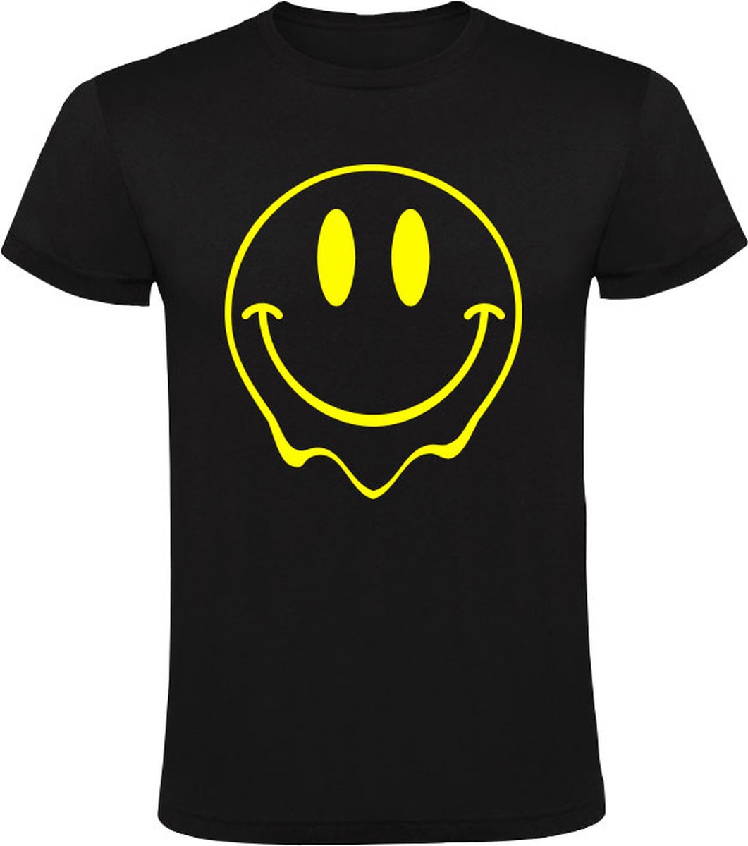 Smiley | Kinder T-shirt 152 | Zwart Geel | Glimlach | Lachen | Vrolijk | Gelukkig | Graffiti | Clown | LOL | Plezier | Emoticon | Emoji